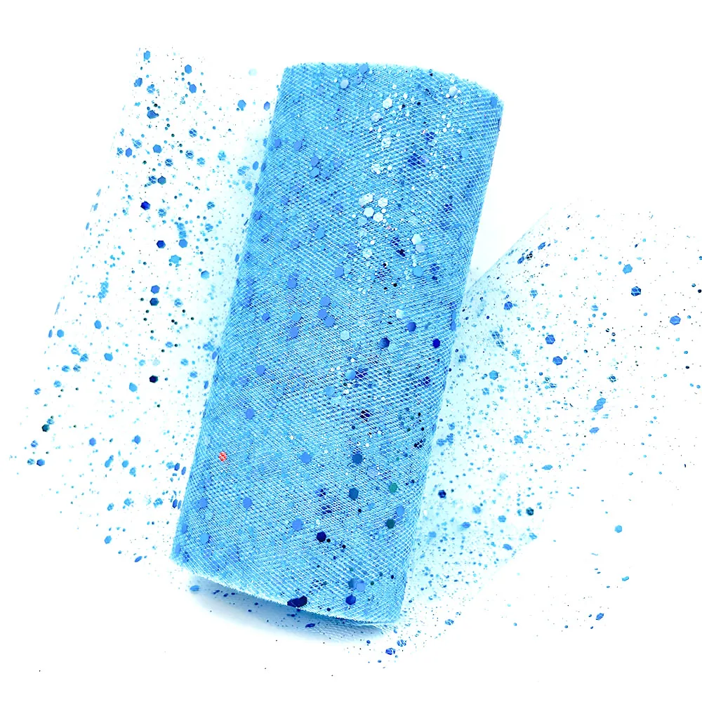 Rainbow Glitter Sequin Tulle Fabric Roll - 6in x 10 Yards for Crafting and Decoration