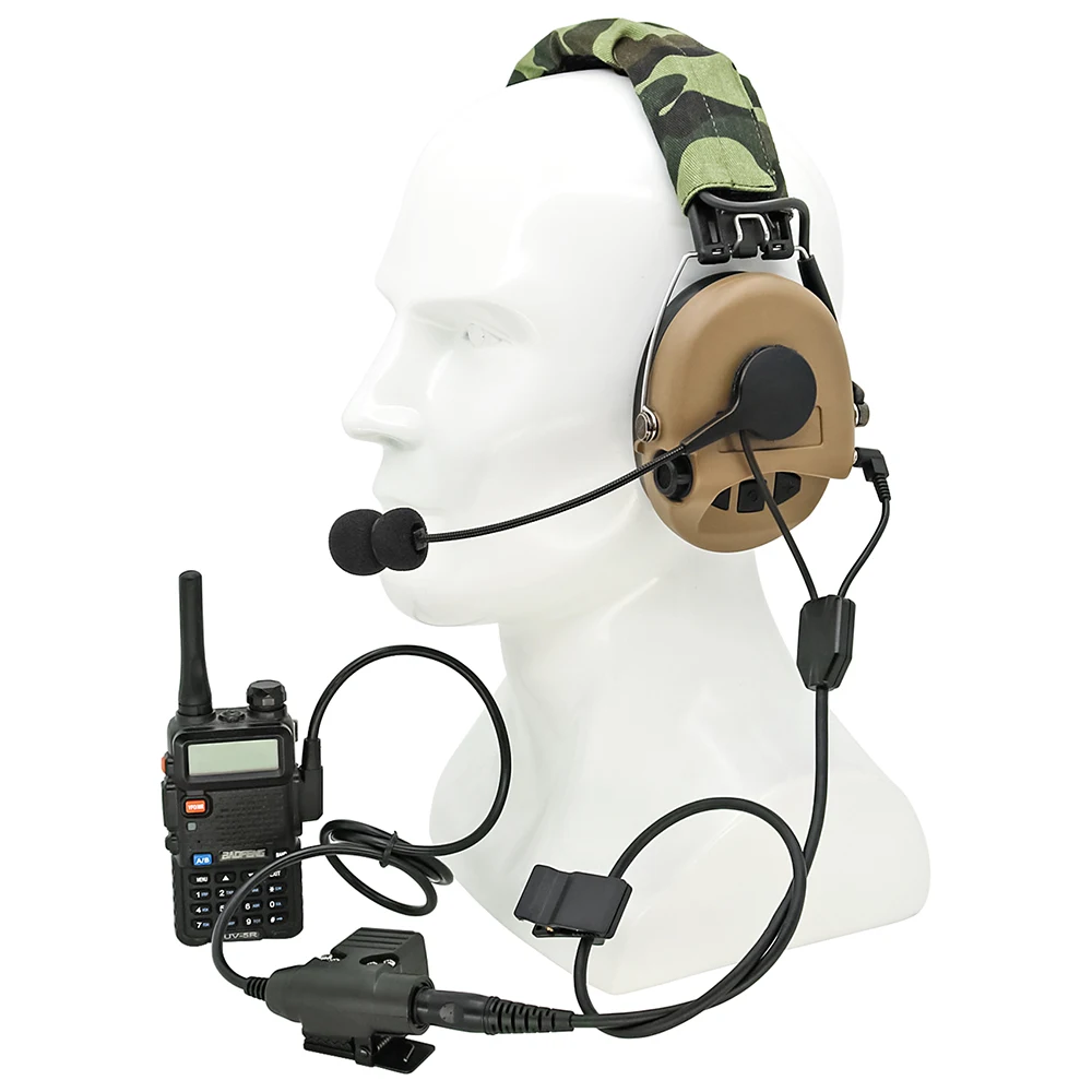 Tactical headphone adapter Y cable set with PTT adapter u94 PTT compatible sordin ipsc headset