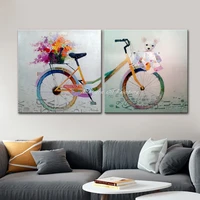 Mintura,Handpainted Modern Bicycle Oil Painting On Canvas,Abstract Pop Art Poster,Wall Picture,Living Room Decor,Home Decoration 4