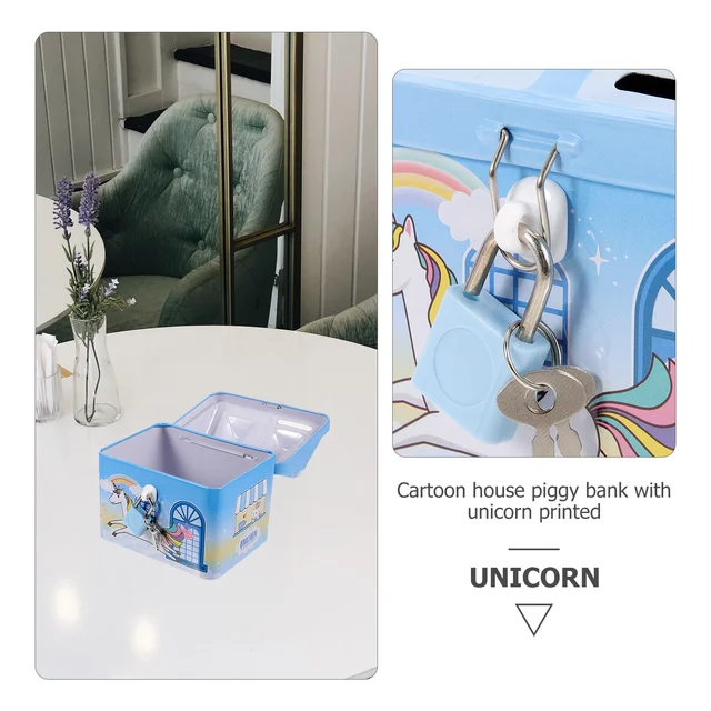 2 Dcs Unicorn Money Bank Kids Girl Toys Container Iron Child Piggy Banks - Image 6