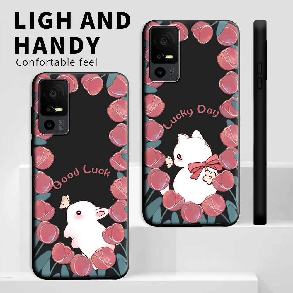 Cartoon Cute Cat Flower Shockproof Silicone Soft Phone Case - Stylish Protective Back Cover