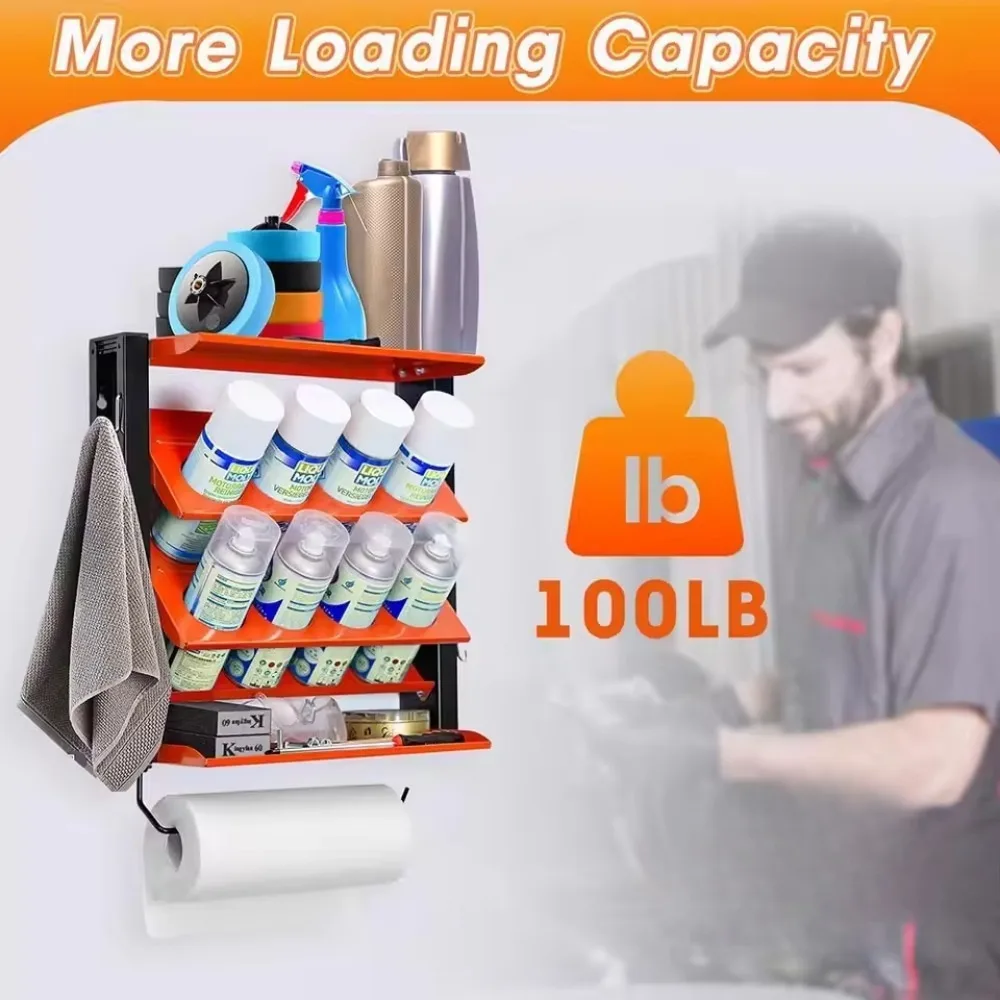 Spray Can Holder Wall Mounted Multilayer Spray Bottle Storage Rack Hangable Paper Towel Utility Tool Cabinet Garage Workshop tool organizer