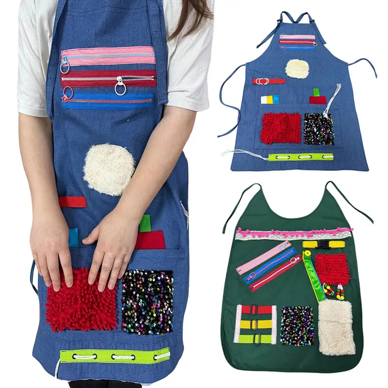 Montessori Busy Apron Sensory Toy for Kids Cognitive Development