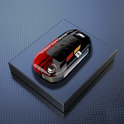Premium ABS Carbon Car Key Case Cover - Sleek and Durable Key Protection Accessory (A Black Red)