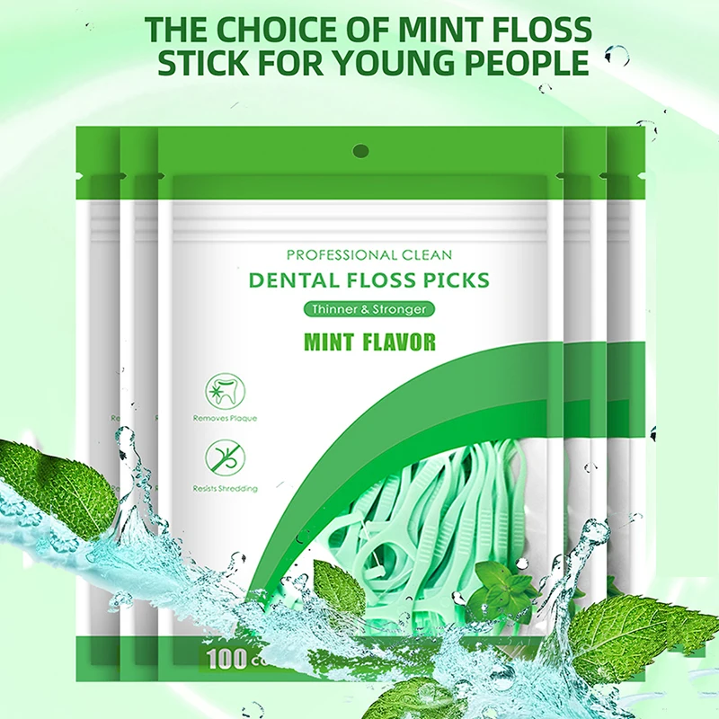 Mint mouthed dental floss 500pcs Interdental cleaning floss Disposable care stick Oral care cleaning