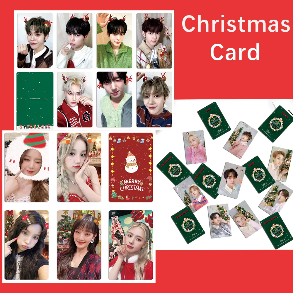 

Kpop ZB1 StrayKids (G) фотооткрытки на Рождество двусторонняя печать в Корейском стиле коллекция особых открыток для фанатов LOMO Card