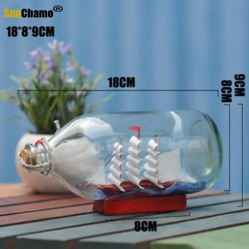 Home Decor Mediterranean Style Mini Ship Boat Drift Bottle Charm Small Wood Cork Glass Vial Valentine's Day Gift Vials