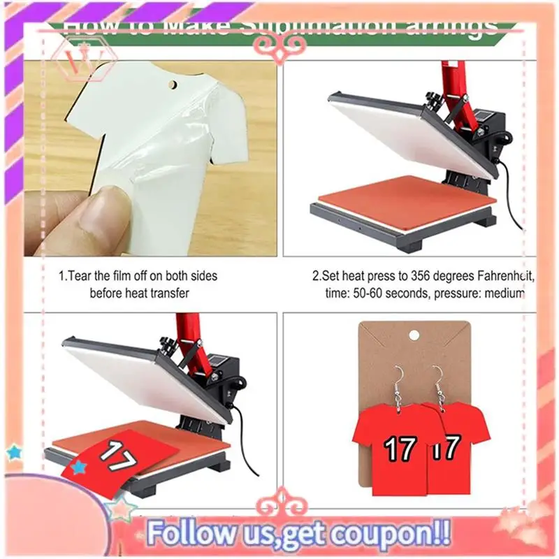 48Pcs Sublimation Earrings Blank Jewelry Earrings Wooden MDF Sublimation Football Shirt DIY Blank