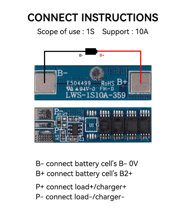 20PCS LWS Single Cell 4.2V 3.2V 3.7V 1S 10A Lithium lifepo4 18650 Battery Protection Board PCM 3.7V 1S 10a BMS