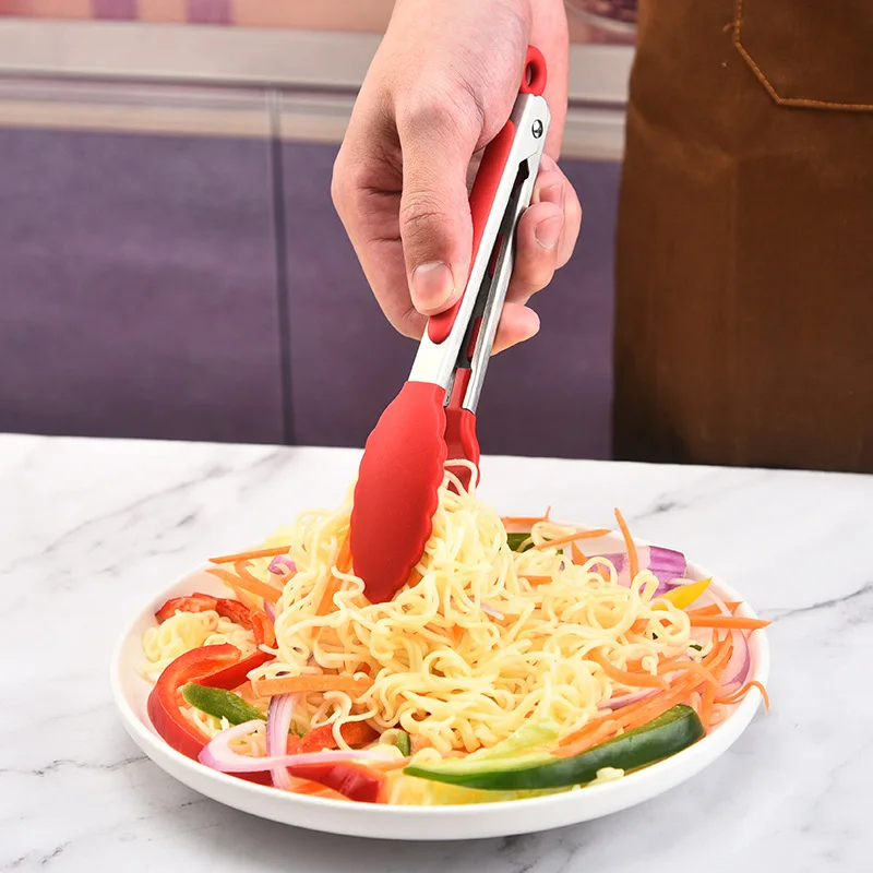 Food Tong Stainless Steel Kitchen Tongs Silicone Nylon Non-Slip