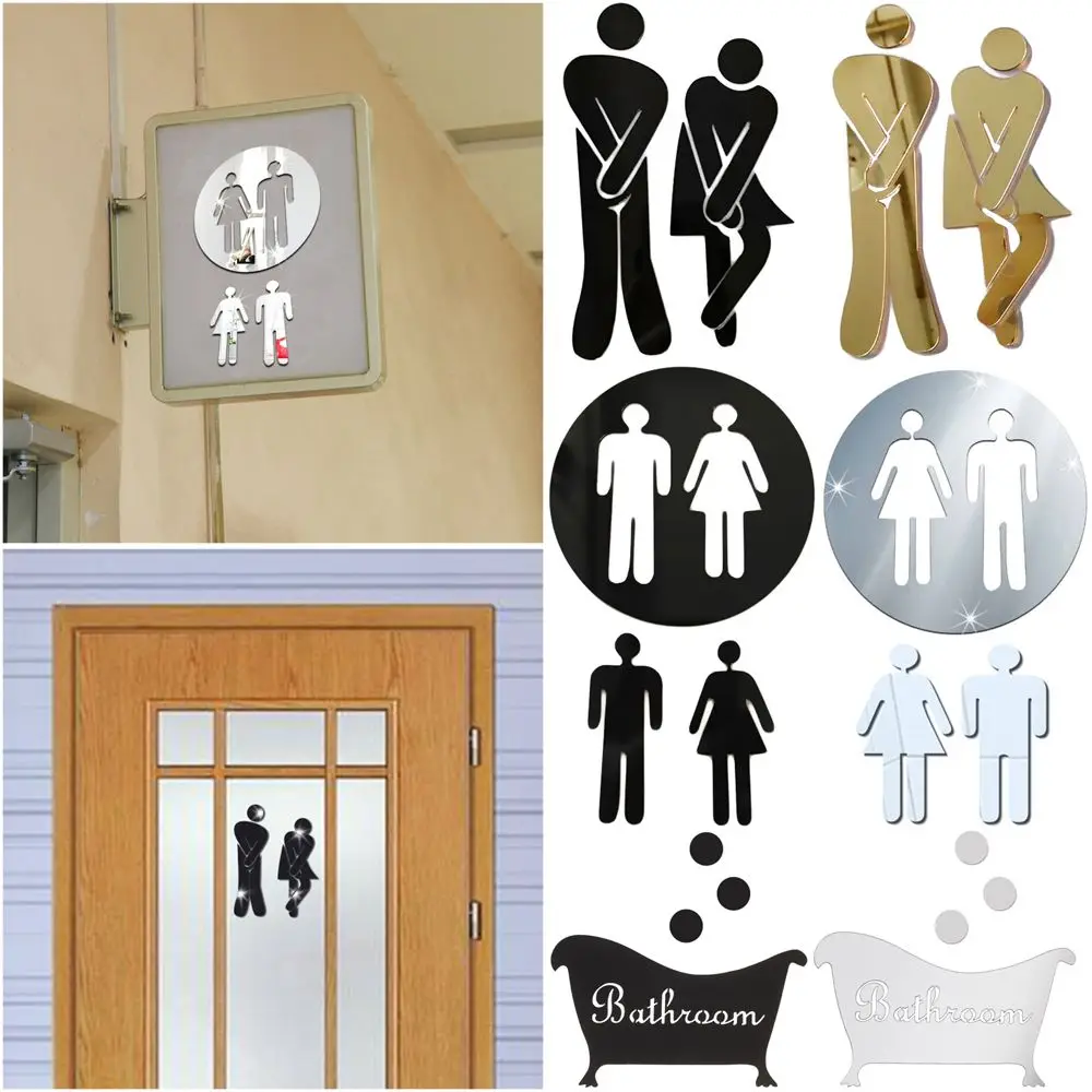 3D Mirror Wall Sticker DIY Wall Stickers Decals Funny Door Entrance Sign Bathroom Bar Home Decor