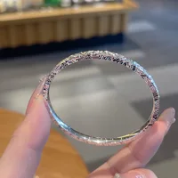 S999 Pure Silver Fashion Bracelet Three-Sided Crushed Ice Classic Sterling Silver Solid Bangle Fine Jewelry Gift New EW1004 2