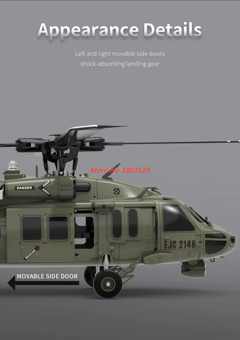 large remote control helicopter for adults Professional 6-Axis1:47 Scale UH60-Black Hawk Dual Brushless Motor RC Helicopter With LCD Screen 42CM Large Size CNC Rotor Head helicopter toy remote control