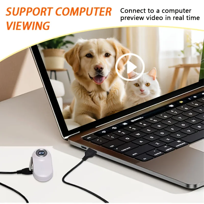 Pet Thumb Camera Magnetic Base Wearable1080PFull HD Night Vision Loop Recording Real-Time Video DisplayUSBPet Monitoring