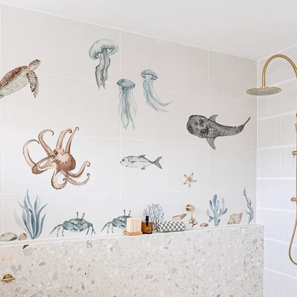 Sea Horse Ocean Wall Stickers - Removable Waterproof Vinyl Decals For Kids Bathroom, Nursery Decor - View #11