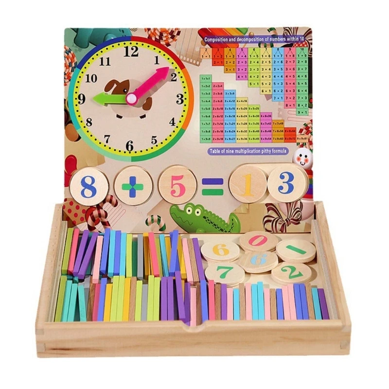 

Wooden Counting Stick Math Toy Set with Number Cards and Rods for Kids Learning Multifunctional Calculation Math Toy