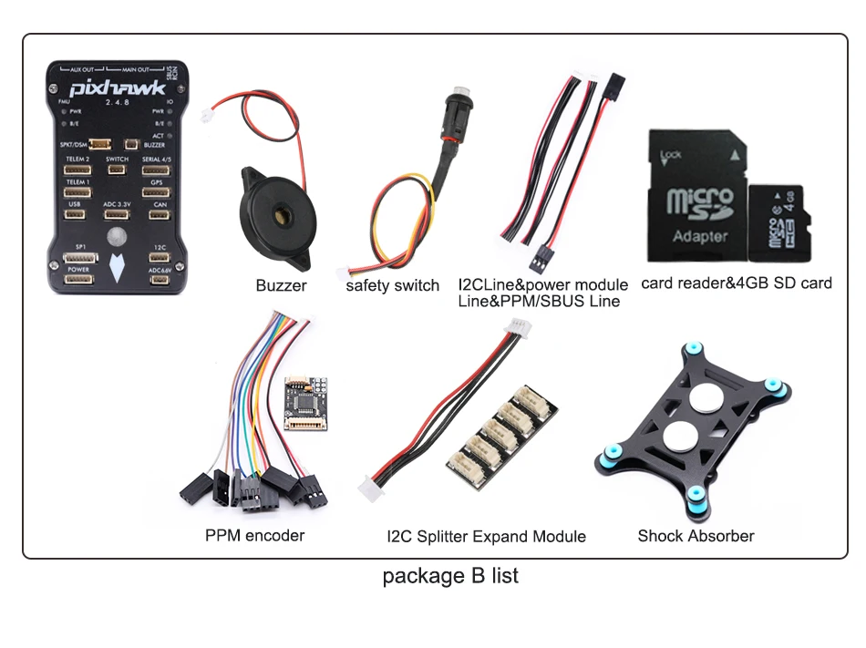 RC PixHawk PX4 PIX 2.4.8 32 Bit Flight Controller +Shock Absorber+PPM+Safety Swi