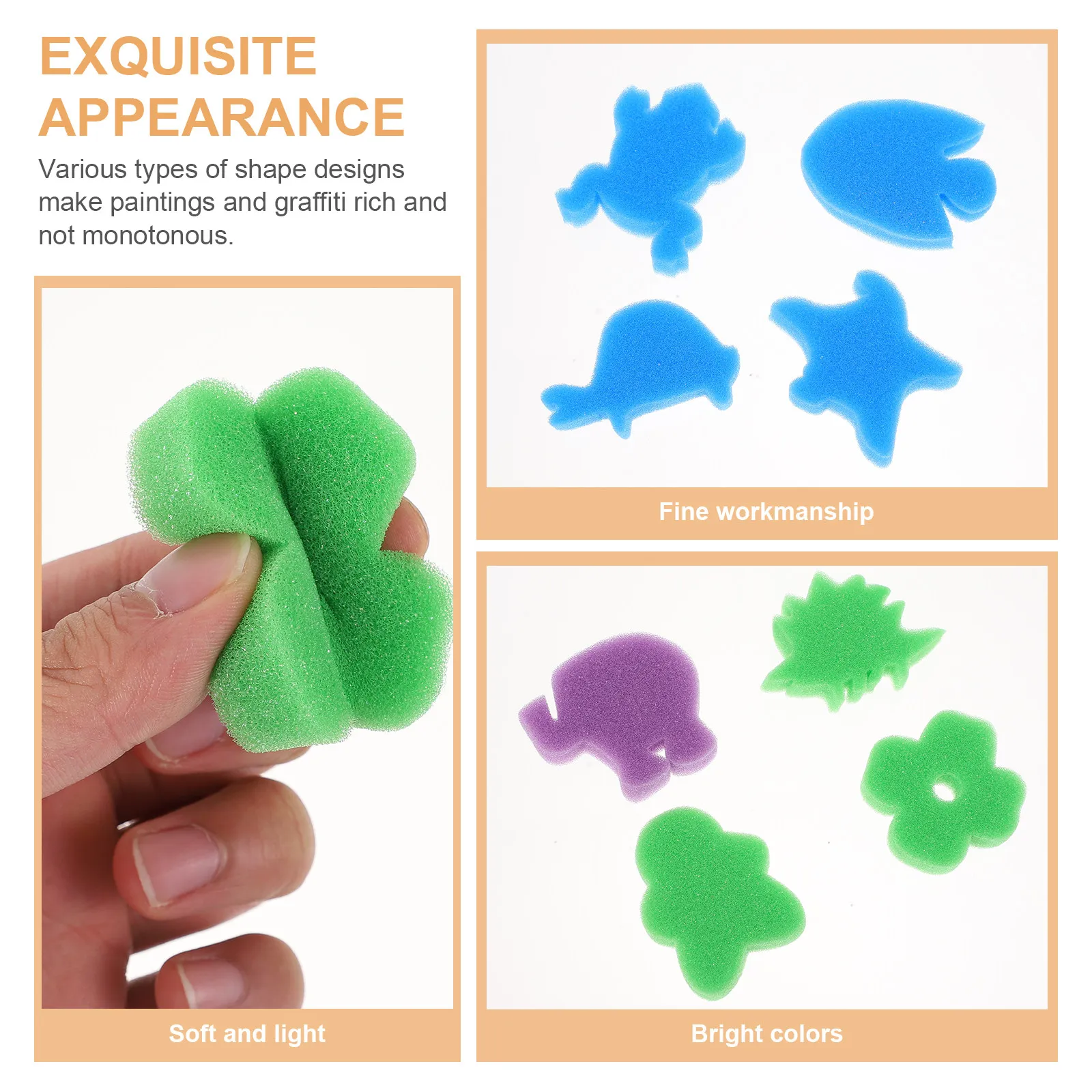 48Pcs 페인팅 스폰지 블록 어린이를위한 다기능 DIY 스폰지 브러쉬 크리 에이 티브 교육 미술 그림 용품