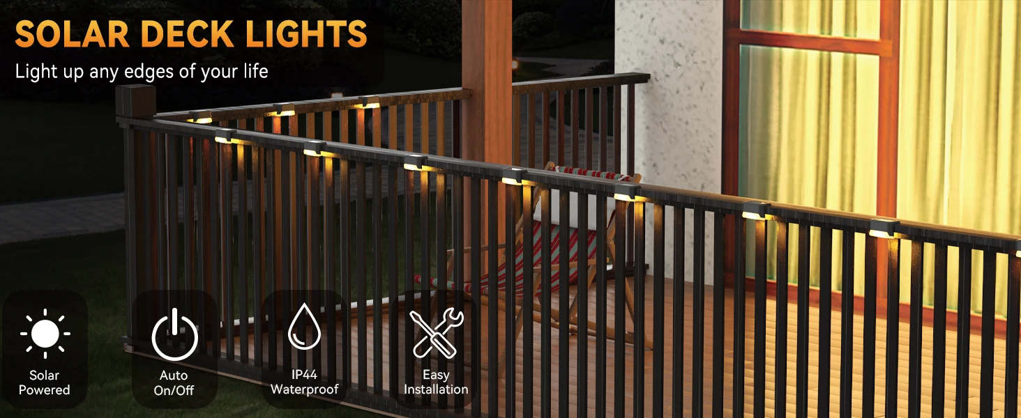 Description Picture 3 of itemLED Solar Deck Lights Outdoor Solar Path Garden Light Waterproof Solar Step Lamps Decoration for Patio Stair Fence Courtyard