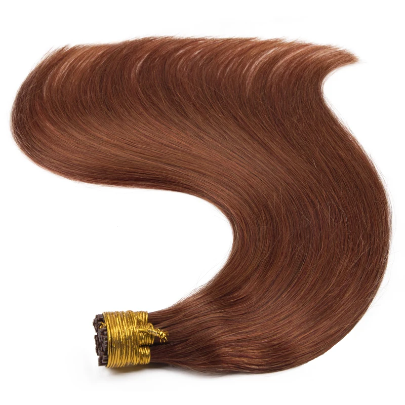 Straight I Tip Hair Extensions for Women 100% Nautral Hair Machine Made Remy Keratin Hairpiece Pure Color Invisible Fusion