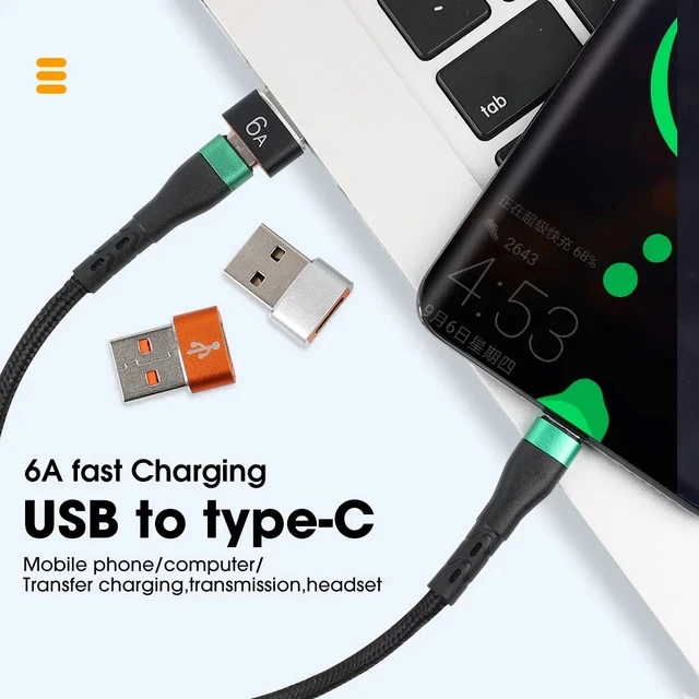 맥북 삼성 데이터 전송용 USB-C타입 OTG 어댑터, 6A, 120W USB-C 수-C타입 암 충전기 컨버터
