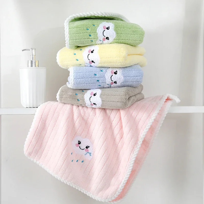 2size Children Towels Baby Face Towel Soft Embroidered Absorbent Cotton Bath Towels for Newborn Kids Handkerchief Shower Stuff
