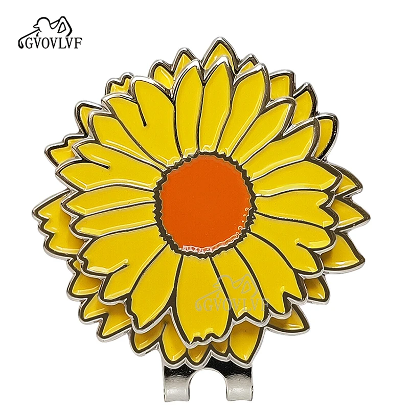 Removable Yellow Flower Pattern Golf Cap Clip With Small Flower Magnetic Marker For Girls Women Gift Golf Accessories