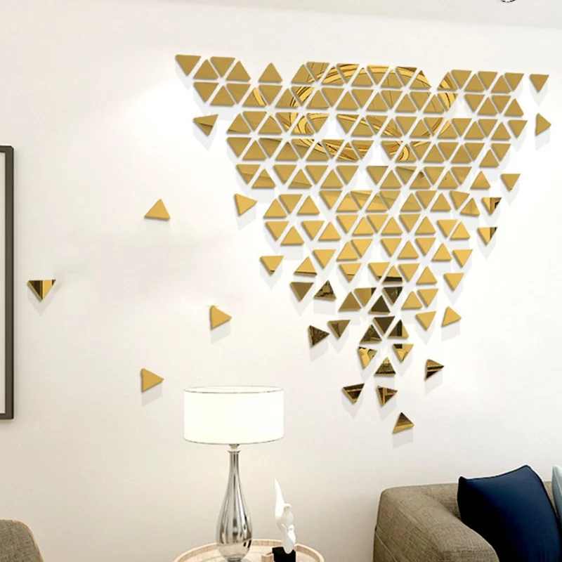 50 יחידות מיני מרובע 5cm/4cm מדבקות אריחי מראה אקרילית דבק מוזאיקה למלאכות DIY ציוד אמנותי לקירות הבית ולדלתות