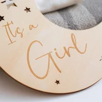 Baby Wooden Memorial Monthly Cards Moon Shape Monthly Newborn Engraved Age Photography Props Accessories Baby Birthing Gift 3