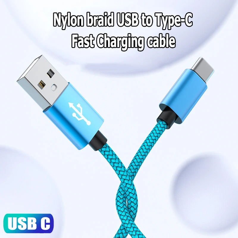 USB A 유형 C 케이블 날짜 동기화 라인 3A 삼성 화웨이 안드로이드 휴대 전화에 대한 빠른 충전 나일론 꼰 와이어 충전기 케이블