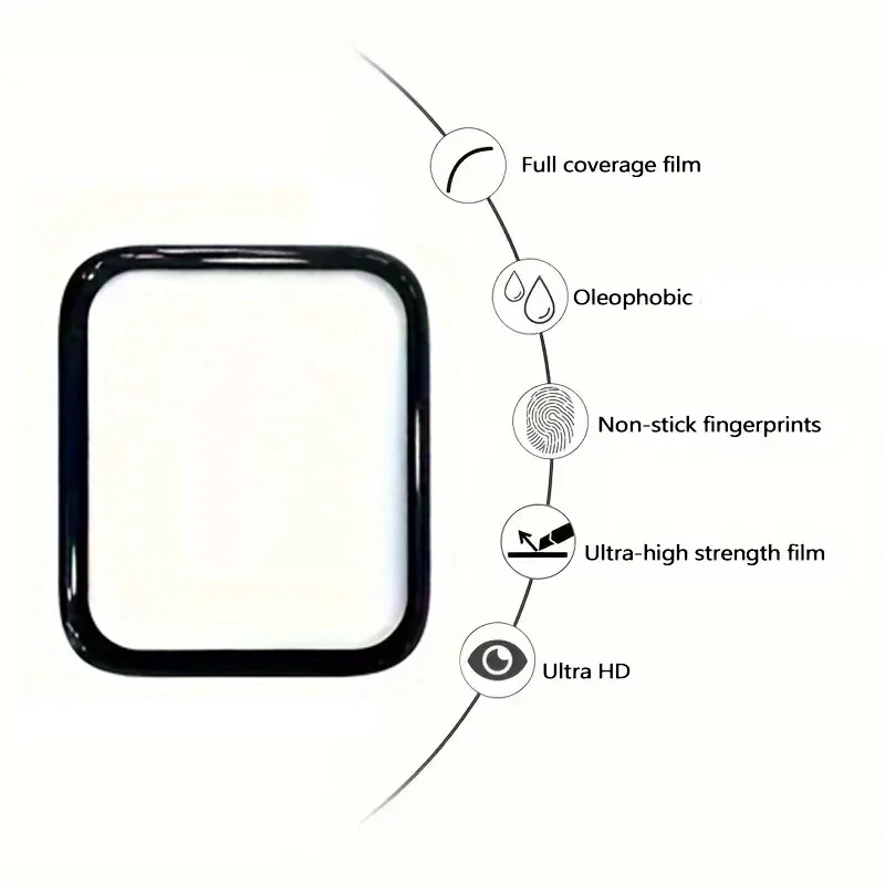 Complete Set of Full Coverage Curved Screen Protector Films for Smartwatch Durability