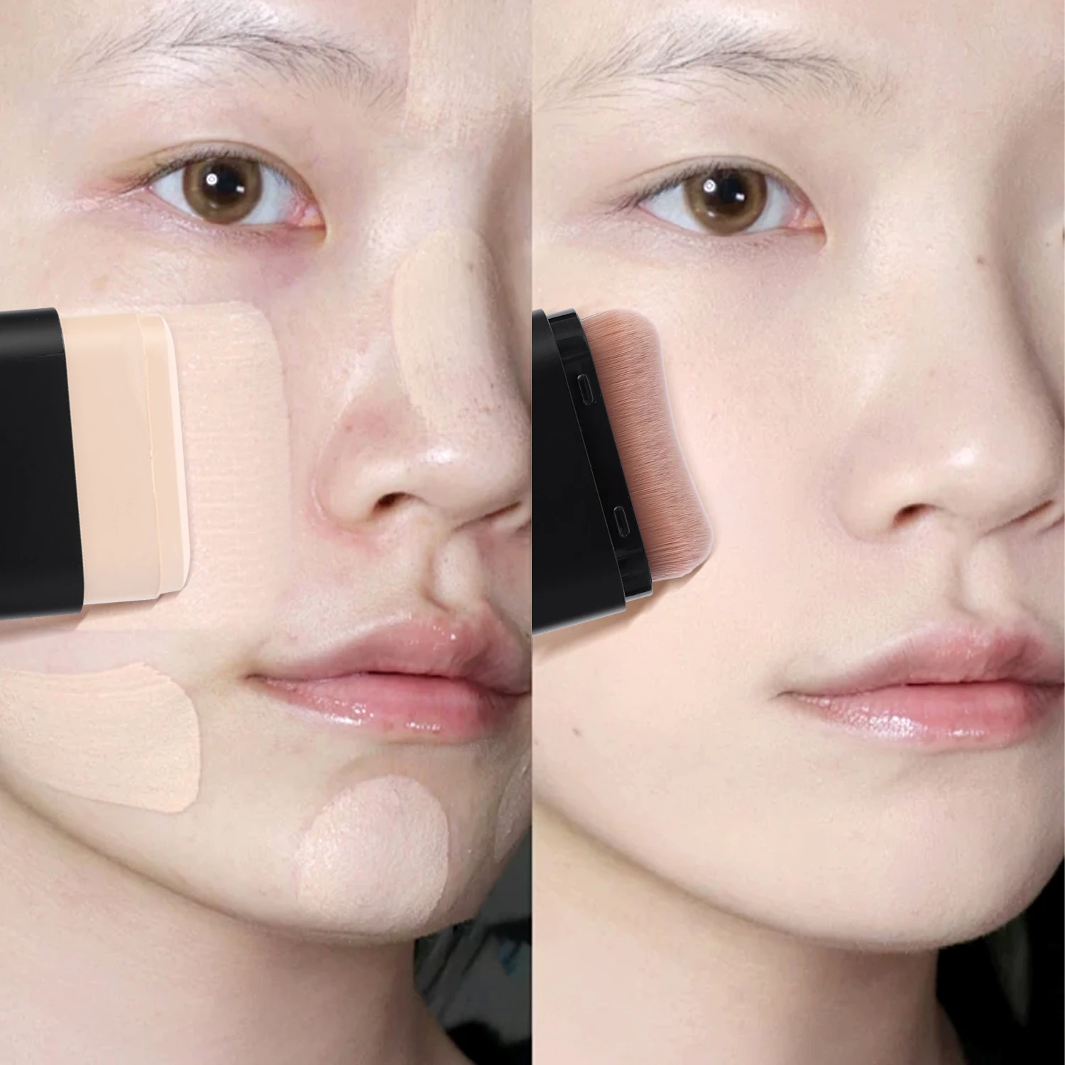 Matte Eraser Foundation Cream Stick with Brush Moisturizing Light Concealer Foundation Full Coverage Dark Circle Corrector Stick 3
