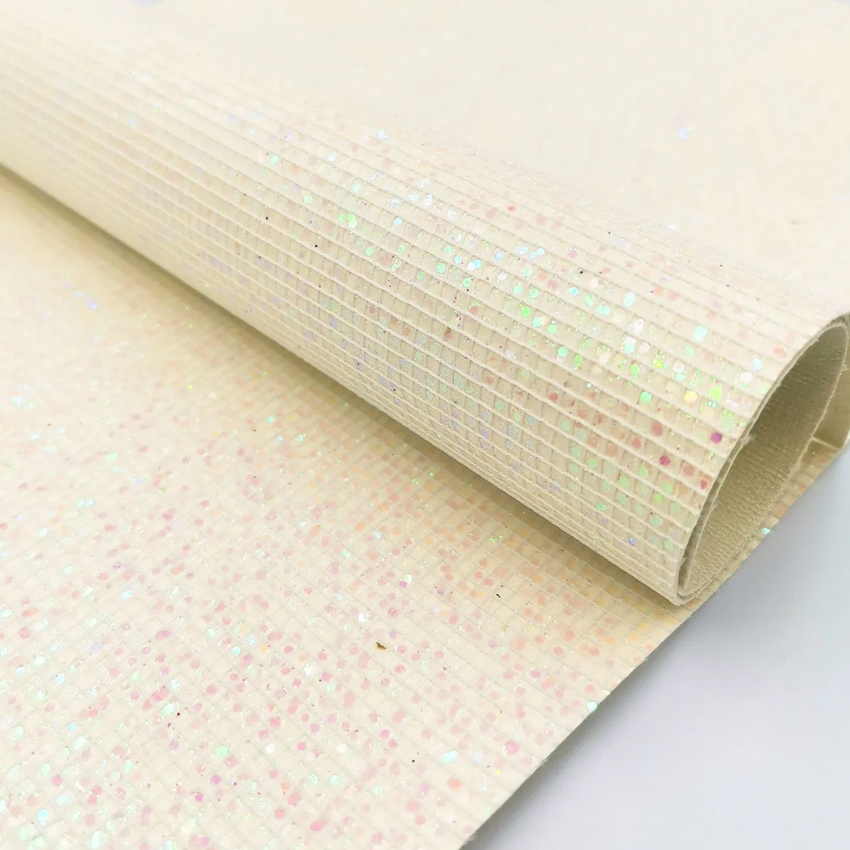 Holographic Iridescent Glitter PU Leatherette Fabric – Starry Sky Plaid