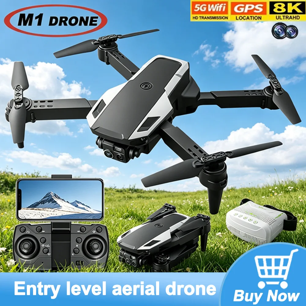Drone M1 6K/8K avec caméra HD WiFi, stabilisation gyroscopique, vol fluide