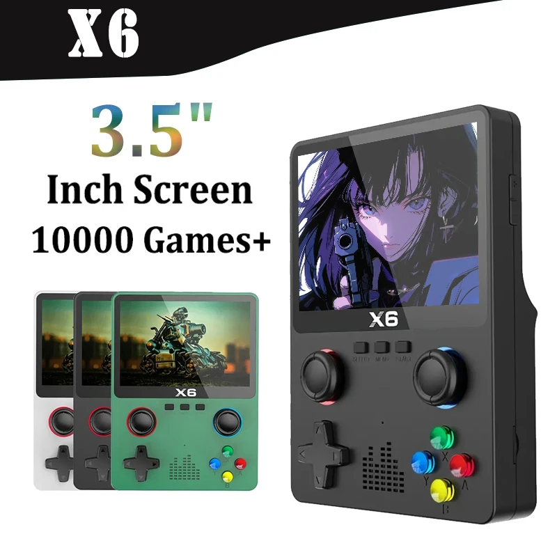 X6 3.5 인치 IPS 스크린 휴대용 게임 플레이어, 듀얼 조이스틱 11 시뮬레이터, GBA 비디오 콘솔, 어린이 선물 