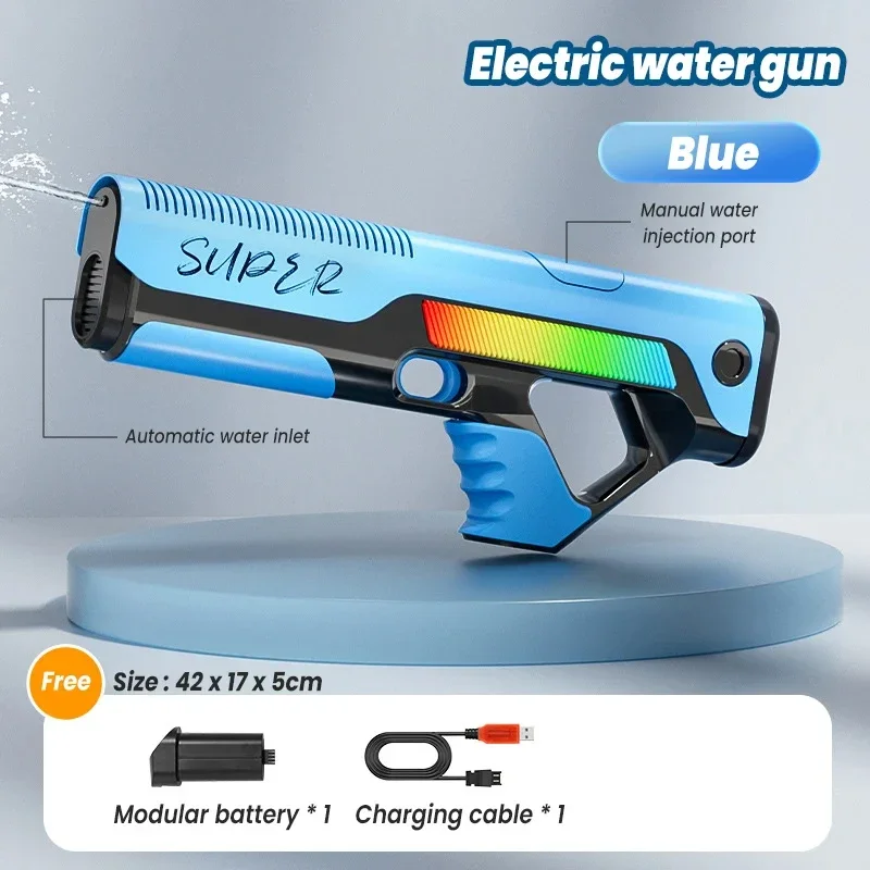 Fully Electric Shooting Burst Water Gun Toys, Summer Swimming Pool High-Pressure Strong Automatic Water Absorption Toy For Boys 5