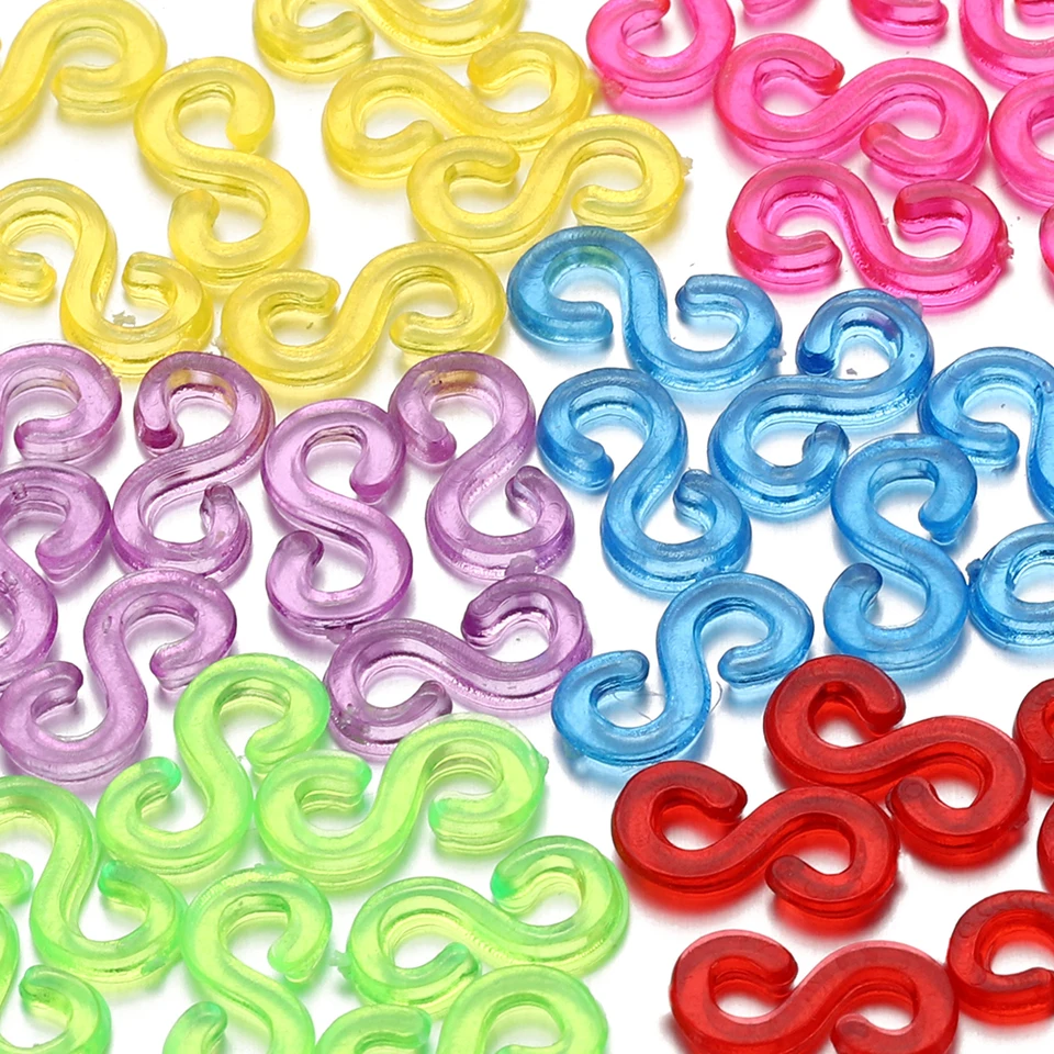 YUTOU 1000 pezzi colorati Loom Nastri Chiusure Loom Bands S Clip Plastica Colorata Connettore S-Clip Bracciale Utensile a Maglia Fibbia Loom Band Accessori per Collegamento di Loom Band Braccialetti