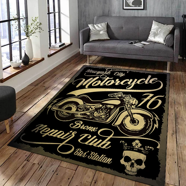 Tapis imprimé en 3D vintage pour garage de moto classique, salon, voiture  de course rétro, grand lea, décor à la maison, chambre à coucher, polymères  de sol coordonnants - AliExpress