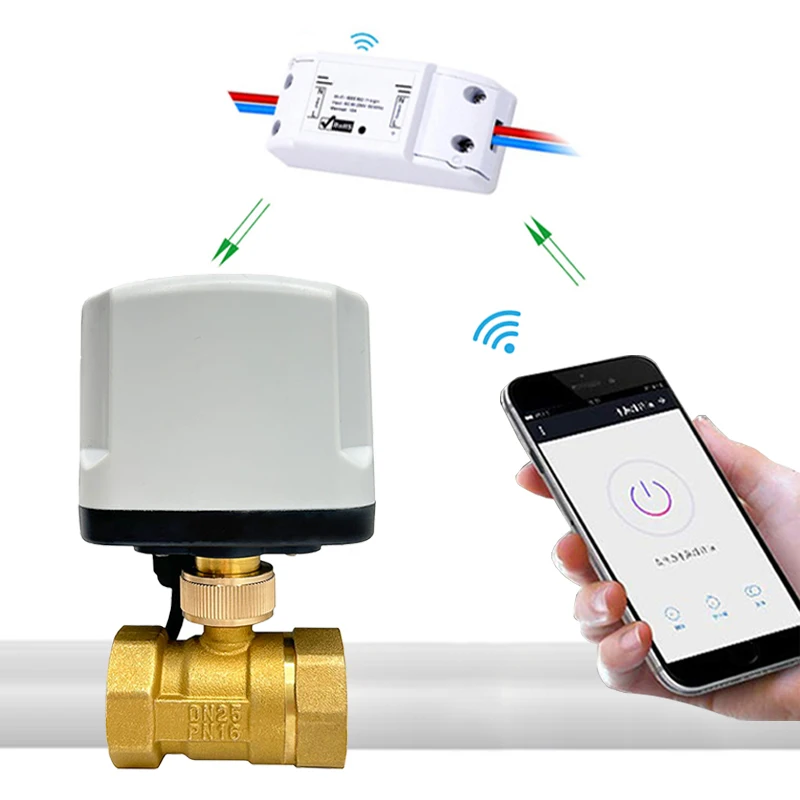 Tuya Wifi Smart Timing Switch Válvula de Esfera Elétrica Água Auto Valve Controller Funciona com Alexa Google Home 220v ac