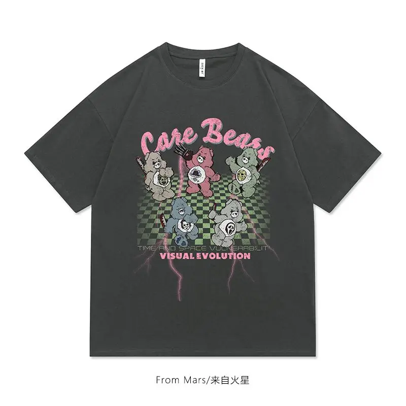 

Hip Hop Street Men and Women American Fashion Personalized Print Round Neck Short Sleeve Couple Retro Casual T-shirt Top y2k