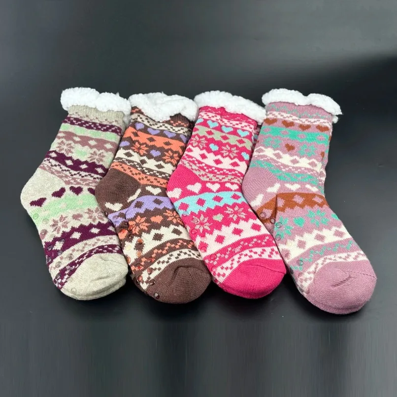 

Fuzzy Sock Women Sleeping Winter Warm Home Indoor Floor Soft Female Christmas Non Slip Grip Comfy Thermal Fluffy Slipper Sock