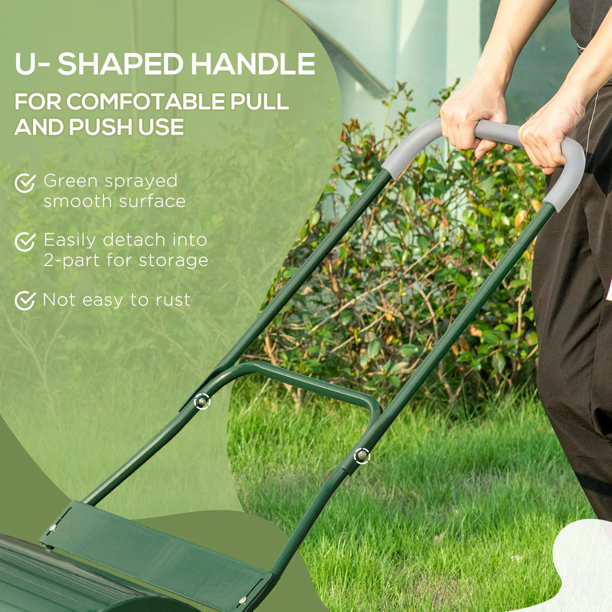 Outsunny 40L Garden Lawn Roller, Water Sand Filled Outdoor Grass Roller, Φ32cm Heavy Duty Metal Lawn Push Rolling Tool