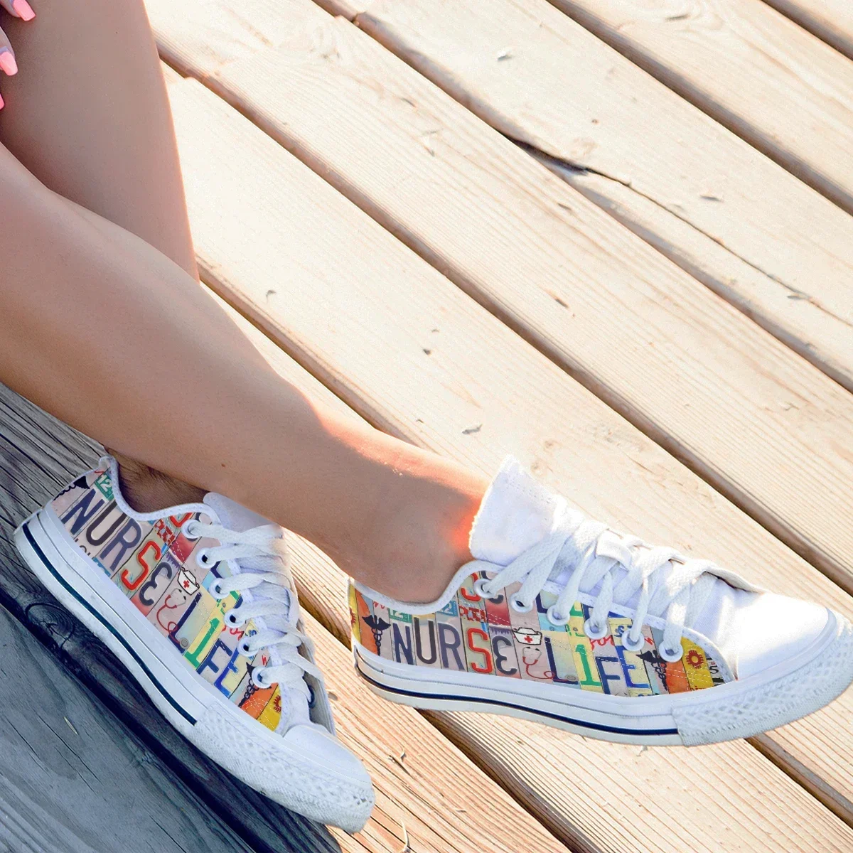 Shoes License Plate Nurse Life Design Canvas Low Top Flat For Girl Vulcanize Female Casual Sneakers