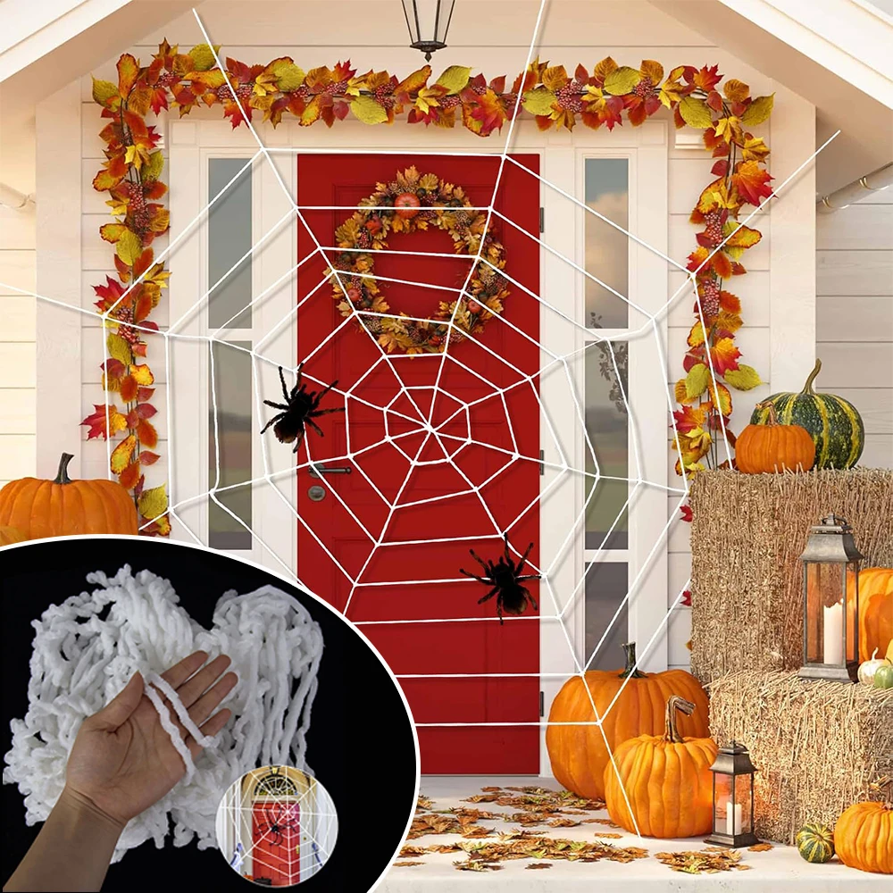 Halloween-Außendekoration, 1,5 m, Spinnennetz für gruseliges Spukhaus, Wanddekoration, Zubehör, Halloween-Party, hängende Dekoration