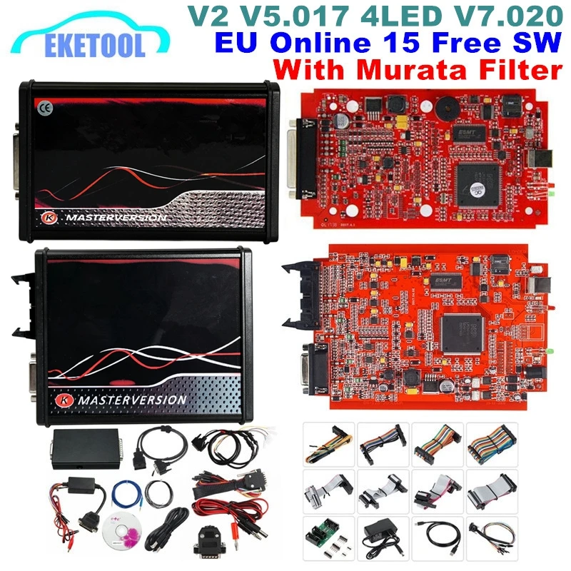 K-Suite Kess V2.80 Eu V2 V5.017 V2.53 Ktag 4Led V7.020 V2.25 Red Pcb Online No Token Obd2 Programmatore Ecu Con Filtro Murata