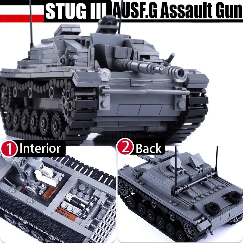 

Набор строительных блоков MOC WW2 немецкий военный Танк штурм ютц III, бронированные солдаты, фигурки, оружие, штурмовые блоки, игрушки, подарок