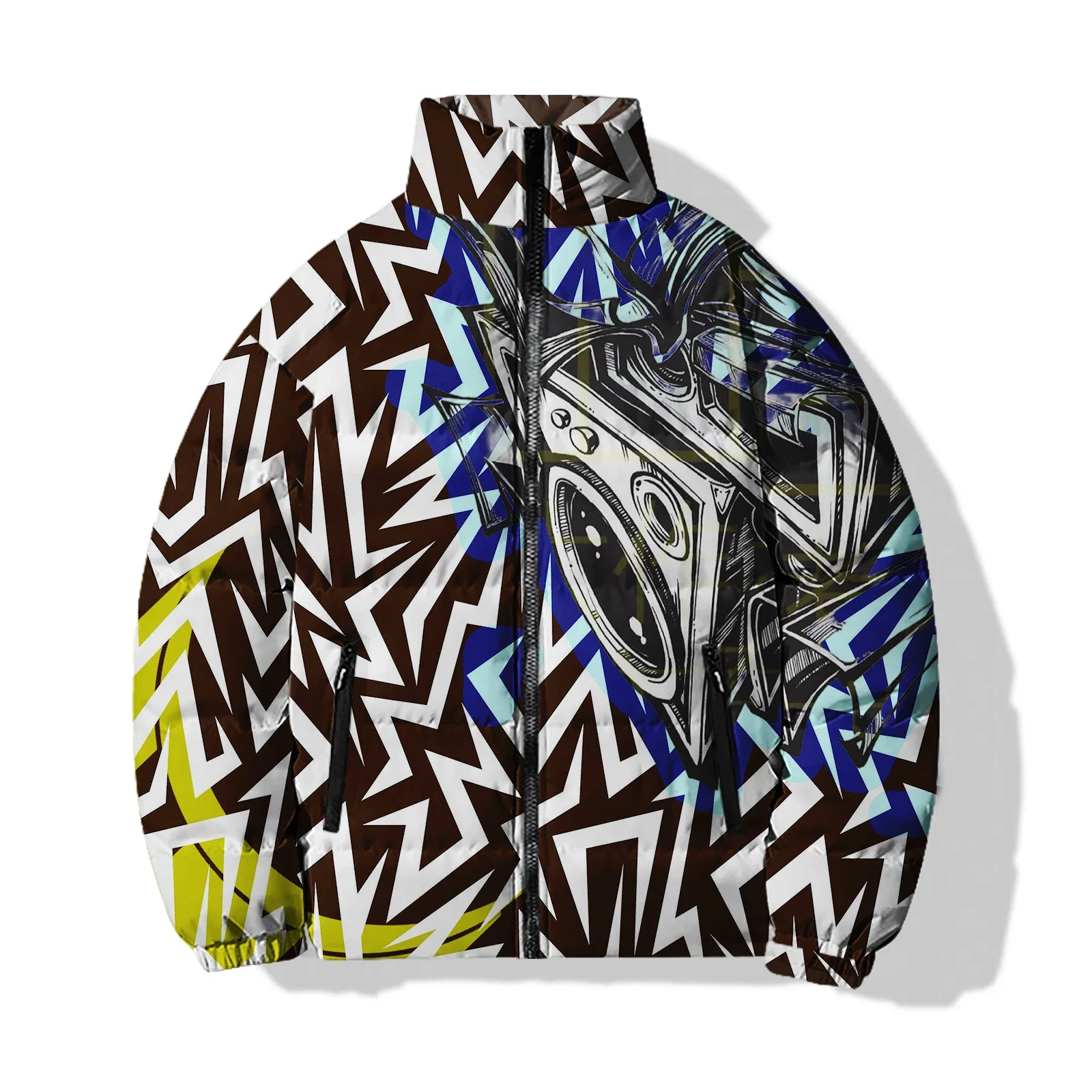 thumbnail image 1 of Tops de invierno para hombre Abrigo para hombre Chaqueta de algodón personalizada con estampado de corazón mecánico y cara verde para hombre Chaquetas Abrigos, 1 of 5