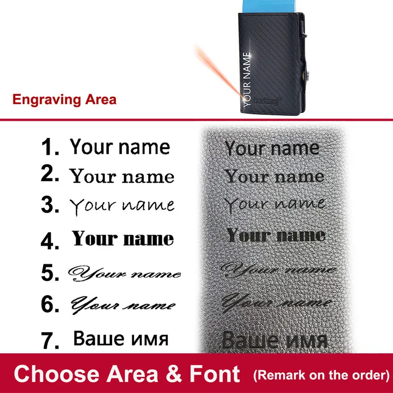 Baellerry RFID Men Short Wallets Popup Card Holders Free Name Engraving Male Wallet Carbon Fiber Men's Purses leather wallet wallet card holder credit card wallet smart wallet