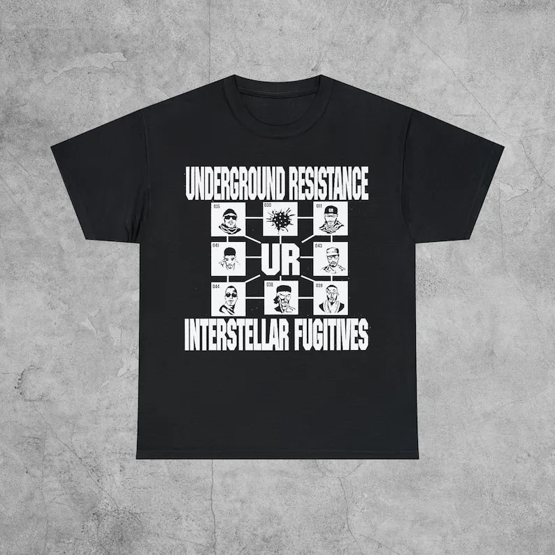 T-Shirt Interstellare Di Resistenza Sotterranea Cybotron Stingray Moodymann Kraftwerk Aphex Twin Techno