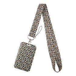 Leopard Print Lanyard with Multifunctional Card Holder and Heart Keychain (1)